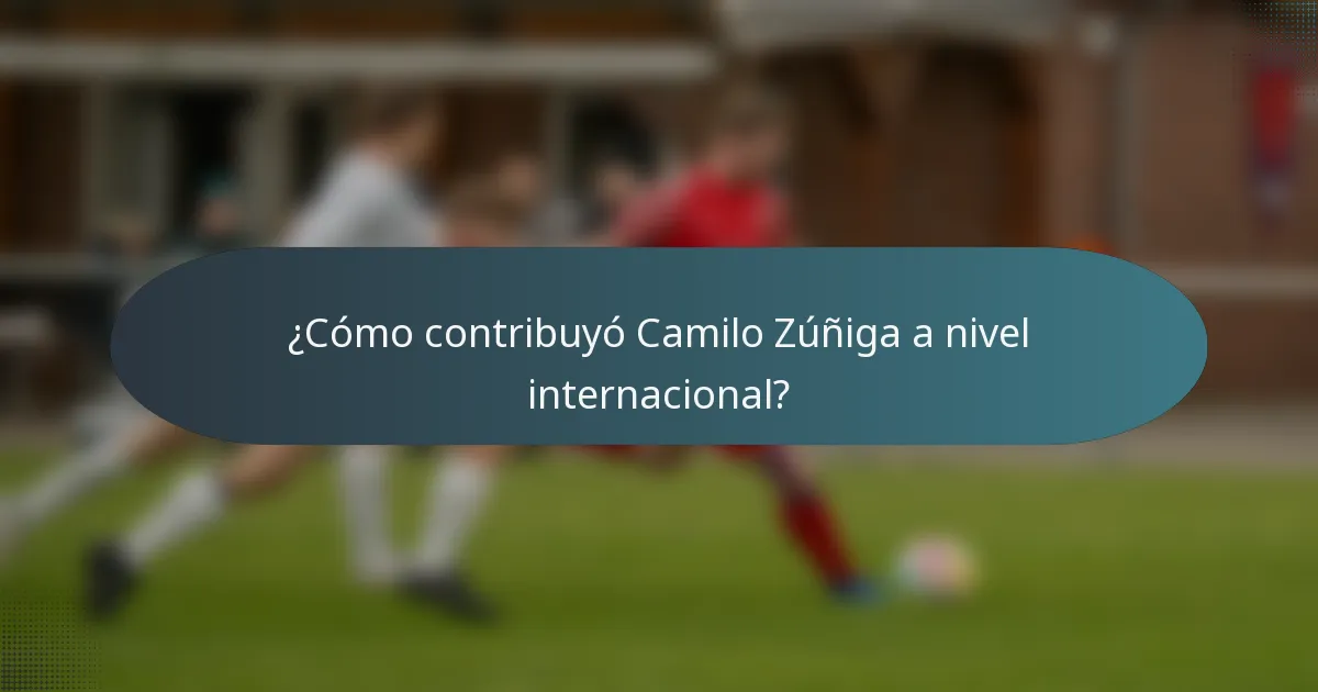 ¿Cómo contribuyó Camilo Zúñiga a nivel internacional?