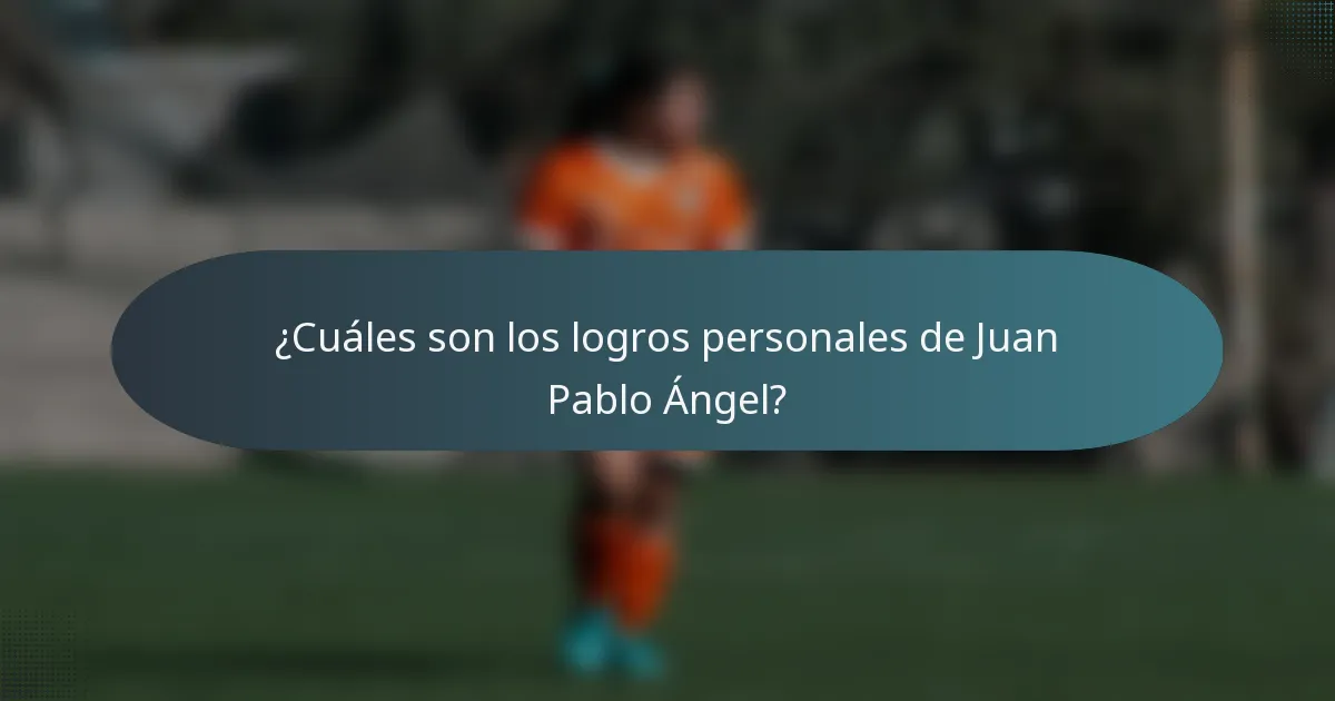 ¿Cuáles son los logros personales de Juan Pablo Ángel?